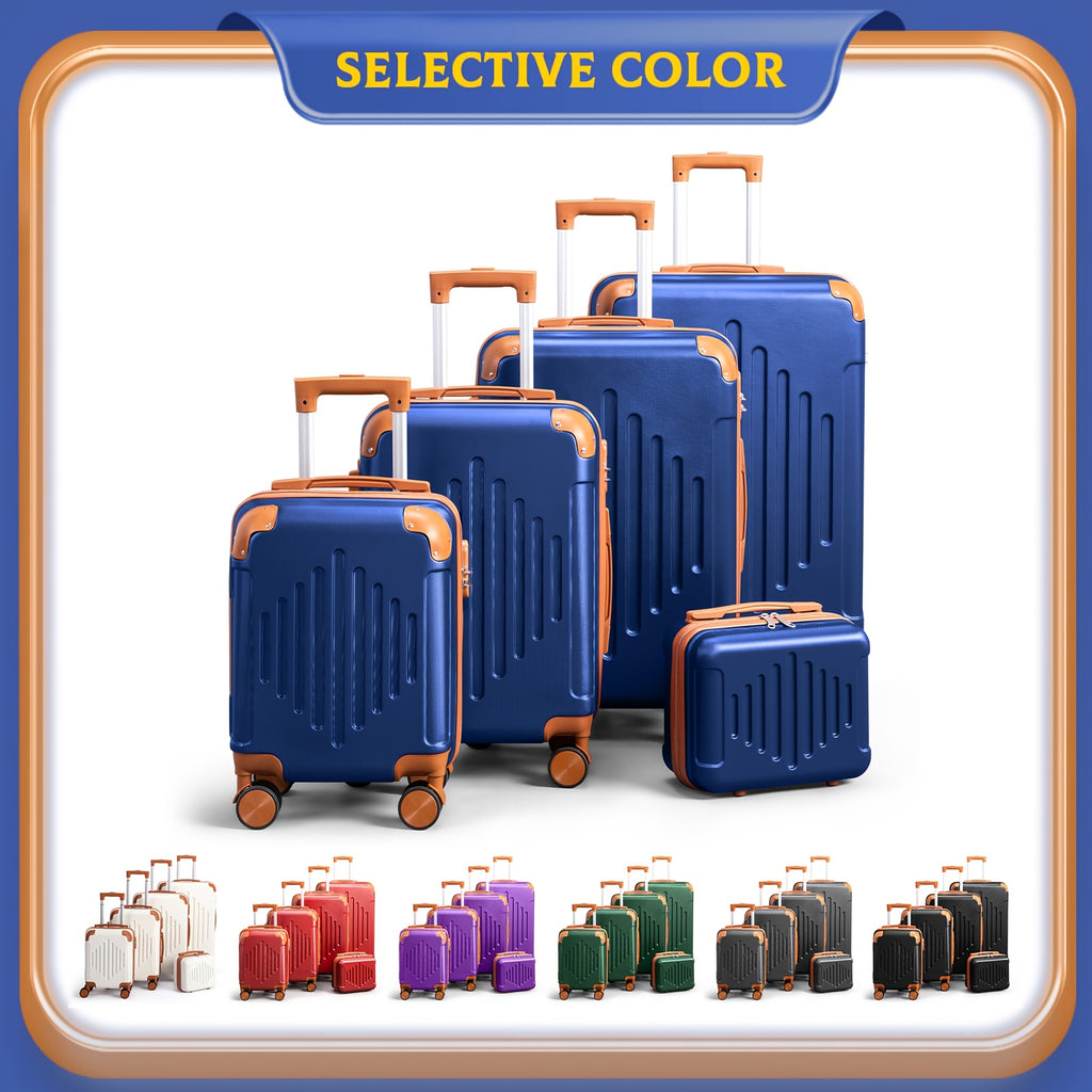 Conjunto de Bagagem Rígida Roxo Escuro Comprado com Castanho, 4/5 peças de Mala Rígida Expansível com Rodas Giratórias, Bagagem de Viagem Leve (12/16/20/24/28 Polegadas)