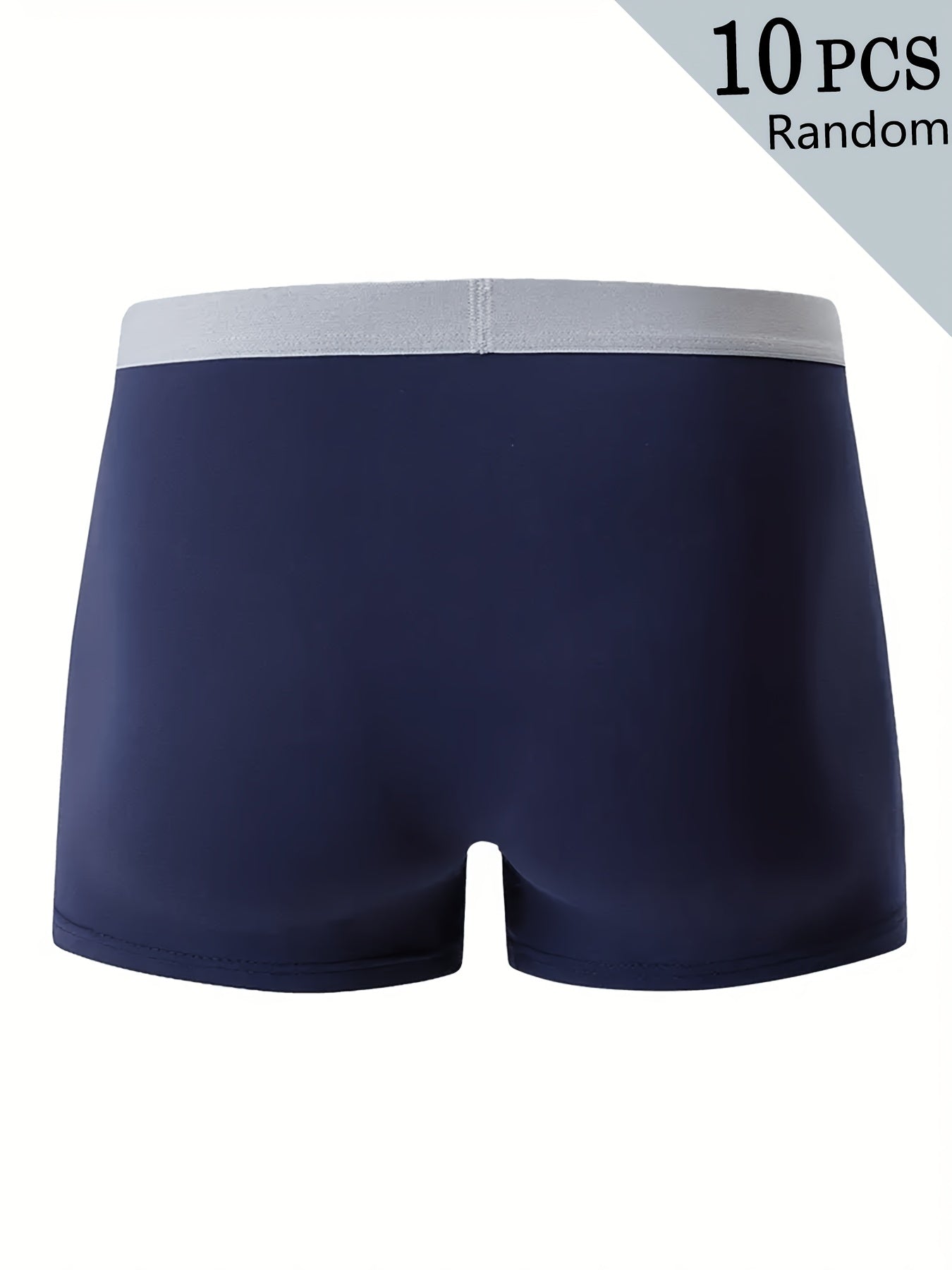10 pç Cuecas Boxer para Homens (Cores Aleatórias) - Cintura com Letras, Respiráveis e Confortáveis, Elásticas para Desporto, Cuecas Casuais para Uso Diário