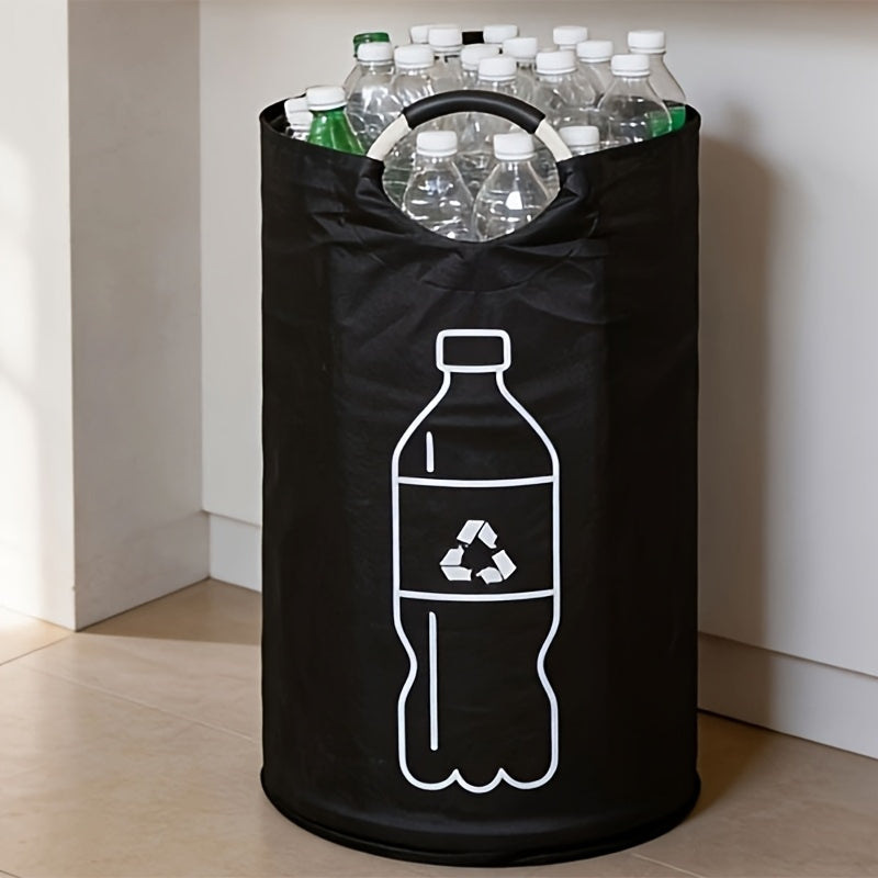 Caixote de Reciclagem Dobrável com Revestimento de Cera, Parede Interna Resistente a Rasgões, Grande Capacidade para Cozinha e Sala, com Sacos de Reciclagem e Pegador Portátil – Ideal para Garrafas de Plástico e Latas de Refrigerante