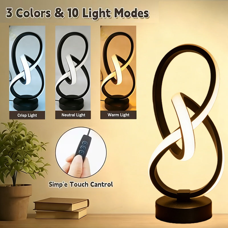 2 Luminárias de Mesa Exclusivas com Design Espiral e Luzes LED LED de Três Cores Ajustáveis, Quentes e Românticas, Alimentadas por USB, Adequadas para Decoração de Cabeceira de Quarto, Sala de Estar, Escritório e Quarto de Hotel
