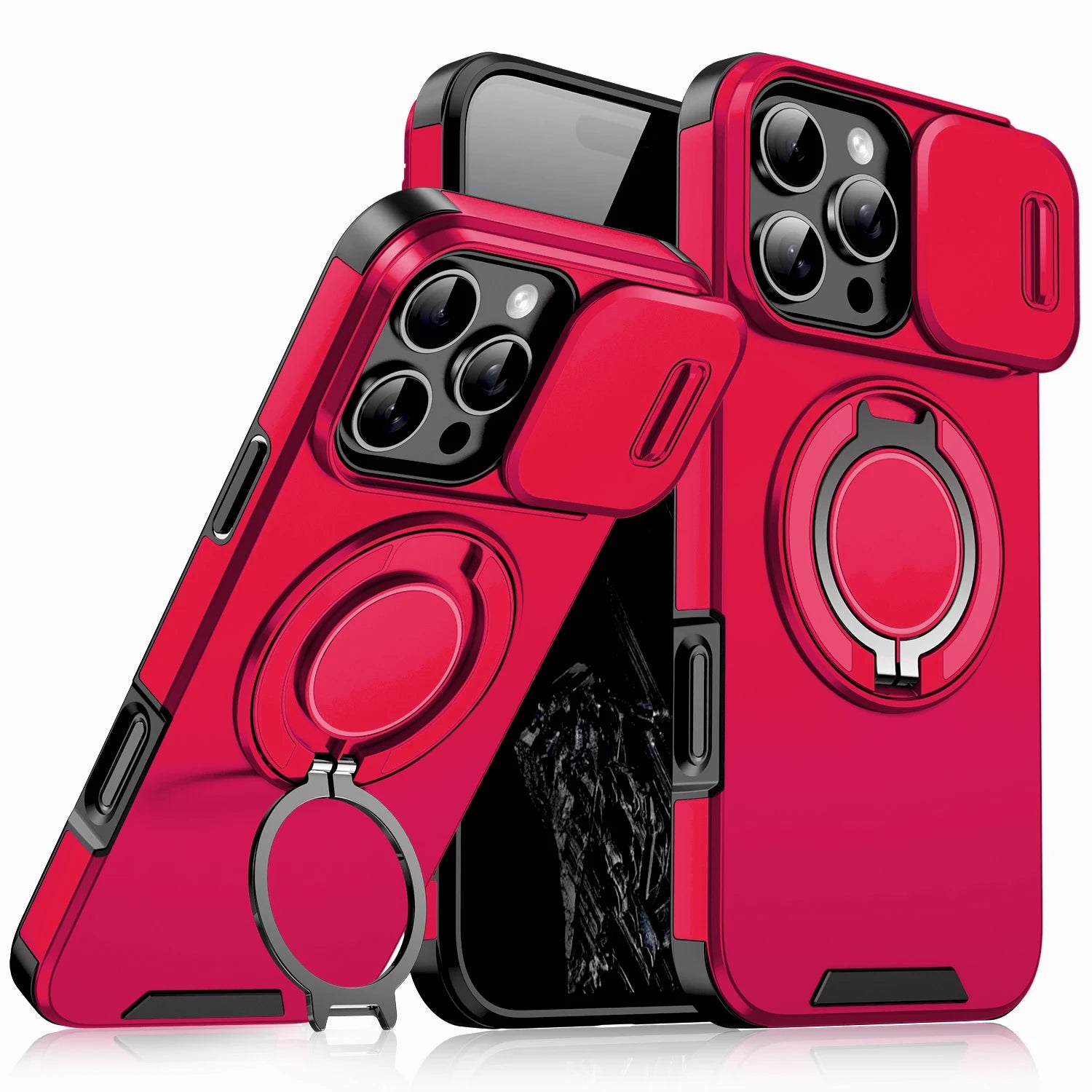 Red Color Shockproof Armor iPhone Case With Kickstand Holder