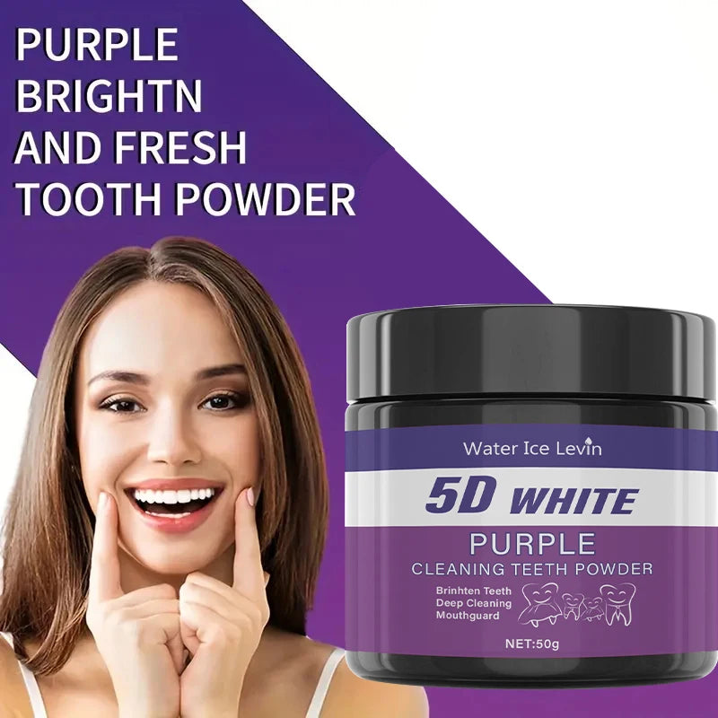 5D White Purple Cleaning Teeth Powder: All-Round Protection, Brightens Teeth, Deep Cleans, Moisturizes & Freshens Breath