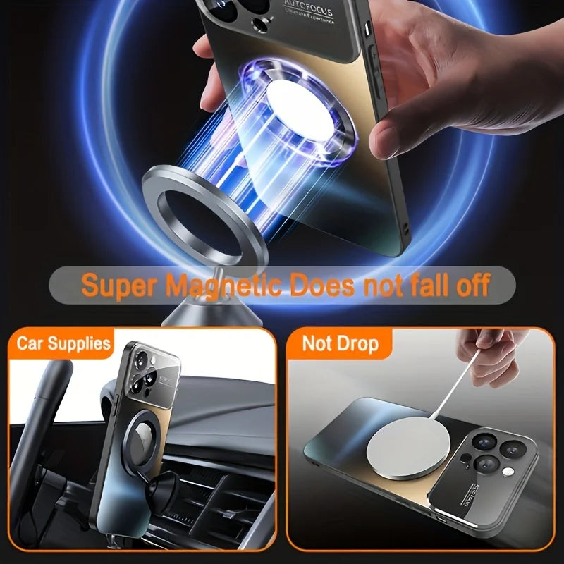 Magnetic Matte Phone Case For iPhone With Lens Protector