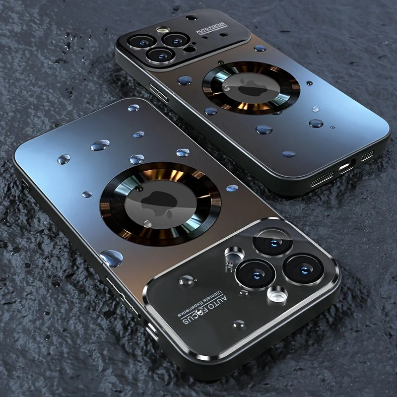 black Color Magnetic Matte Phone Case For iPhone With Lens Protector