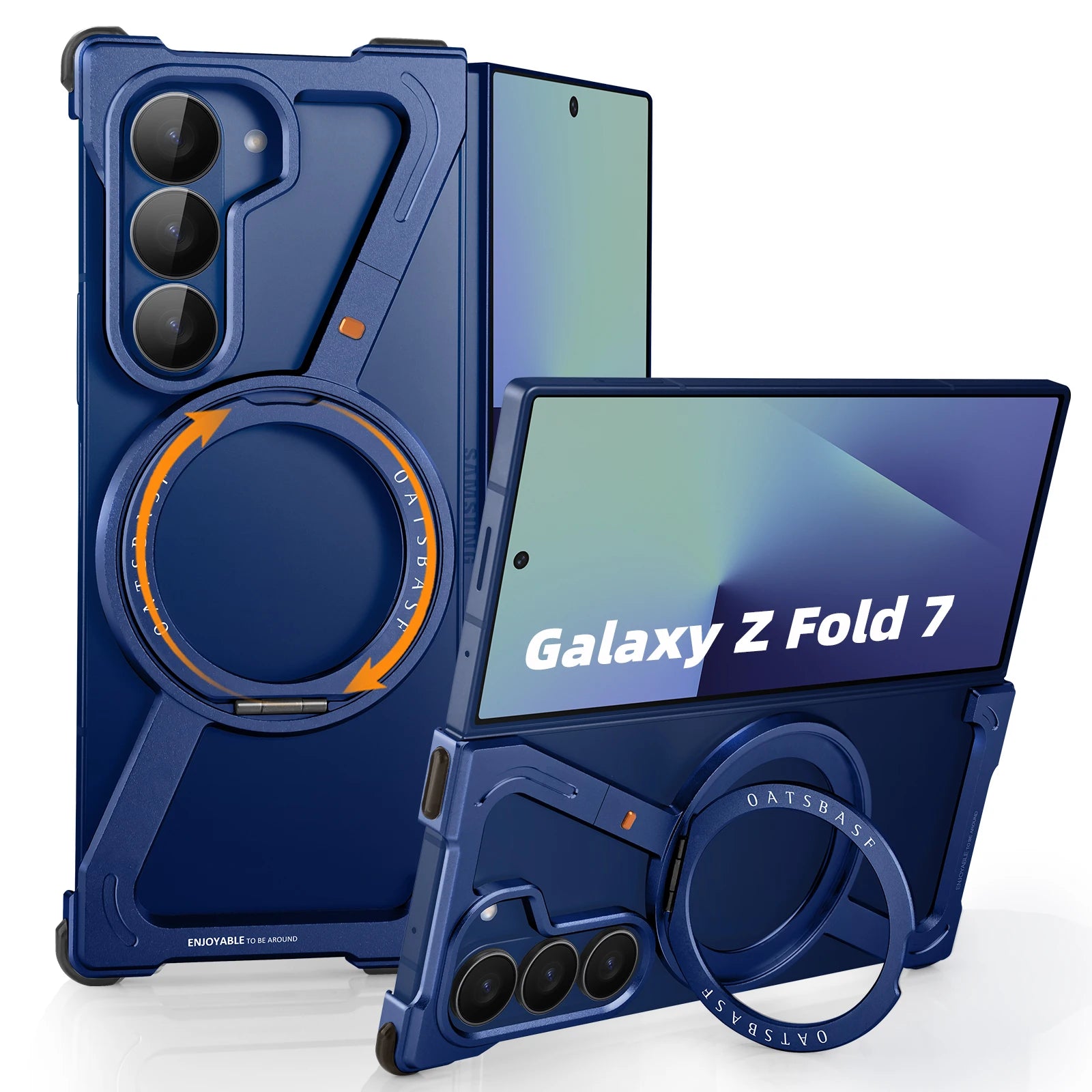 Blue Color MagSafe Metal Ring Stand Case For Galaxy Z Fold