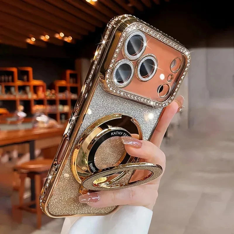 Magnetic Glitter Diamond Clear Phone Case For iPhone