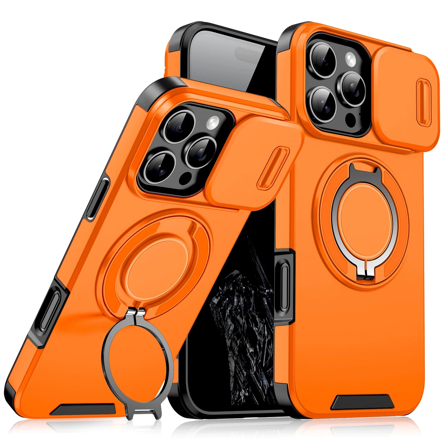 Orange Color Shockproof Armor iPhone Case With Kickstand Holder