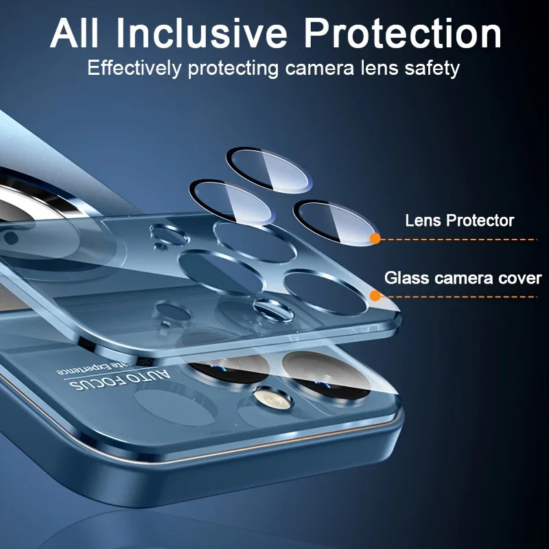 Magnetic Matte Phone Case For iPhone With Lens Protector