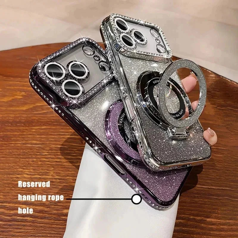 Magnetic Glitter Diamond Clear Phone Case For iPhone