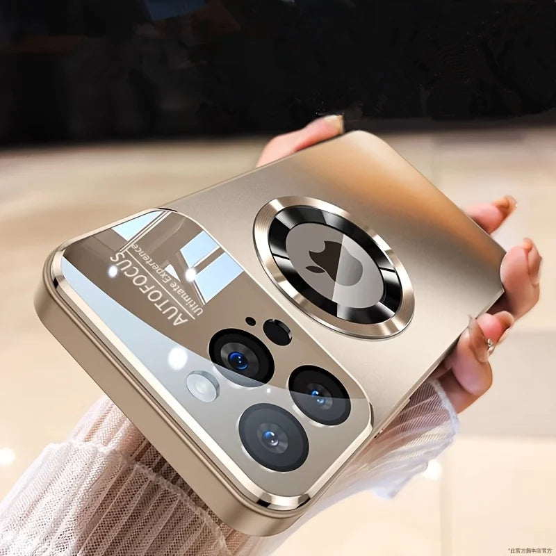 Desert Gold Color Magnetic Matte Phone Case For iPhone With Lens Protector