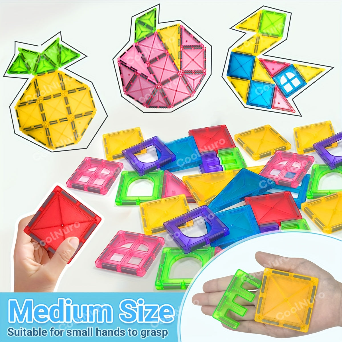 Blocos Magnéticos 3D – Conjunto de Blocos de Construção Magnéticos, Brinquedo Educativo STEM, Jogo de Empilhar e Puzzle, Presente Ideal para Crianças a Partir dos 3 Anos, Conjunto de Construção Criativo com Cores Vibrantes em Material ABS Durável, Cores